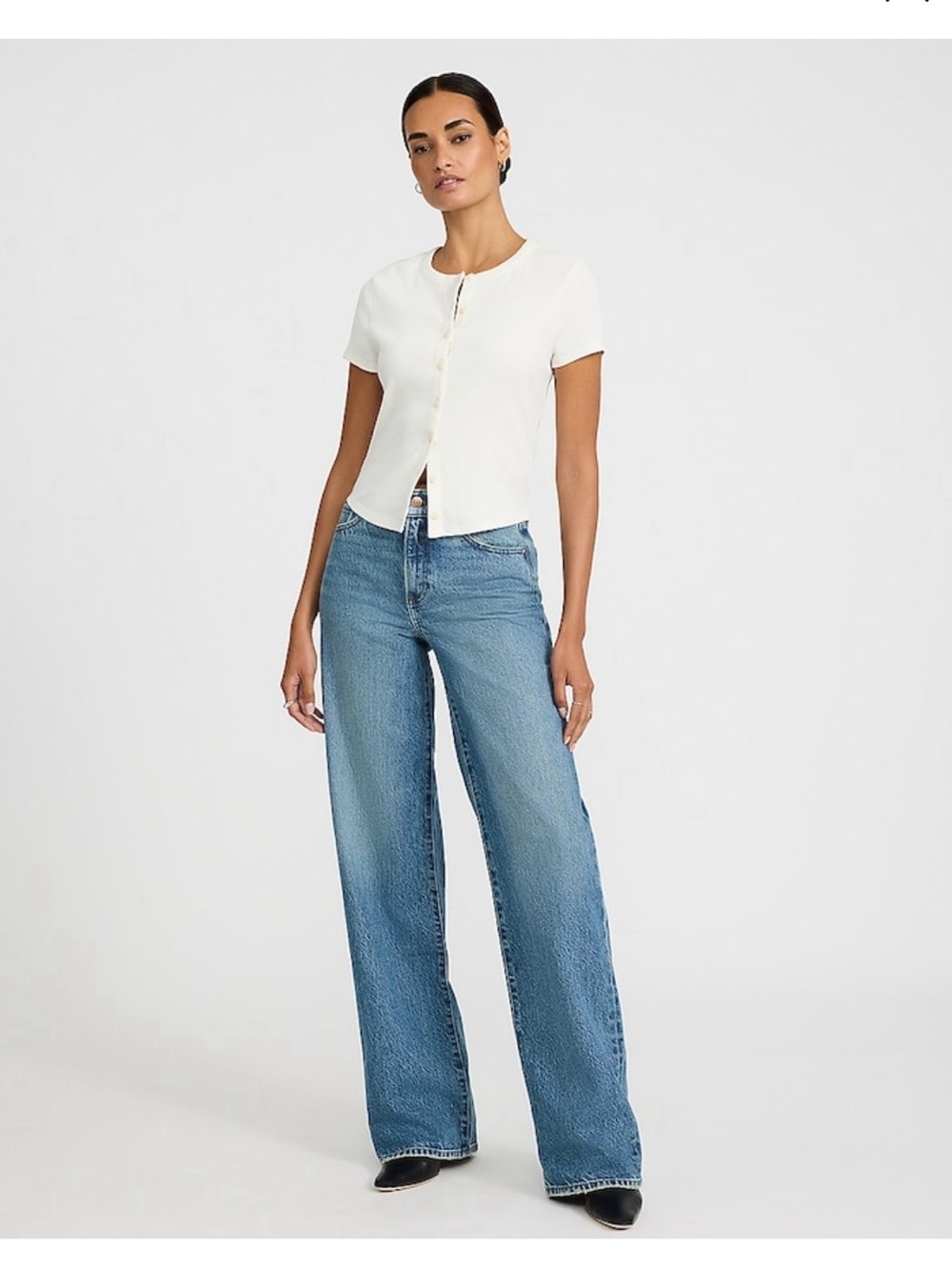 Express Denim Wide‑Leg Jeans in Medium Blue